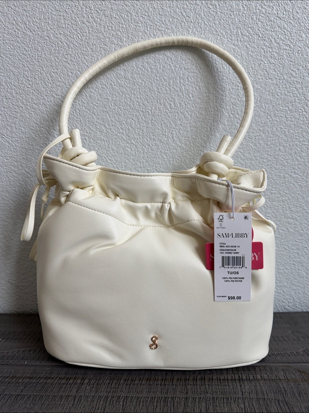 Sam & Libby Brooke Soft Nappa Pull On Drawstring shoulder Bag NWT